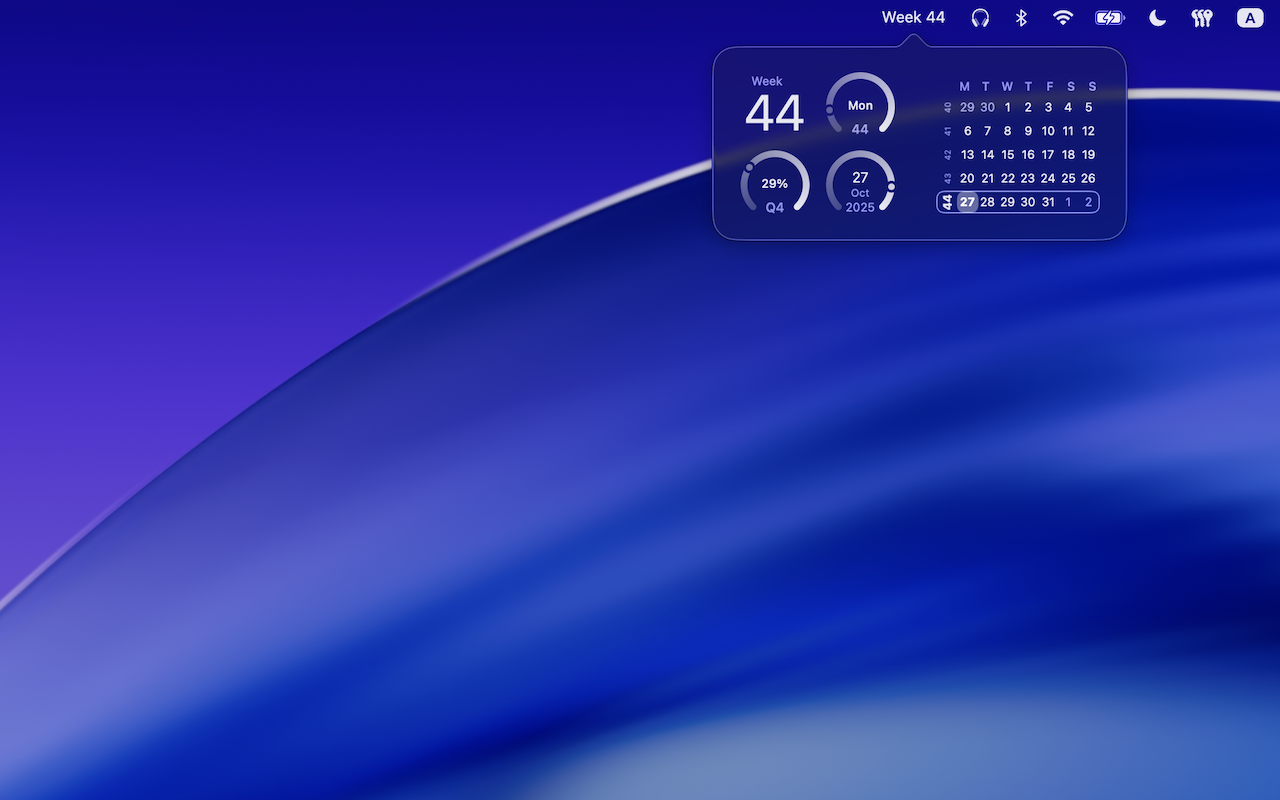 Week Number in the status bar